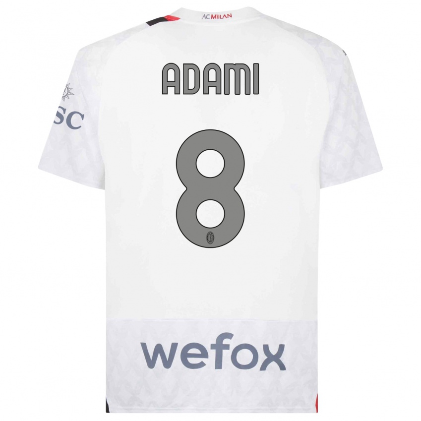 Børn Greta Adami #8 Hvid Udebane Spillertrøjer 2023/24 Trøje T-Shirt