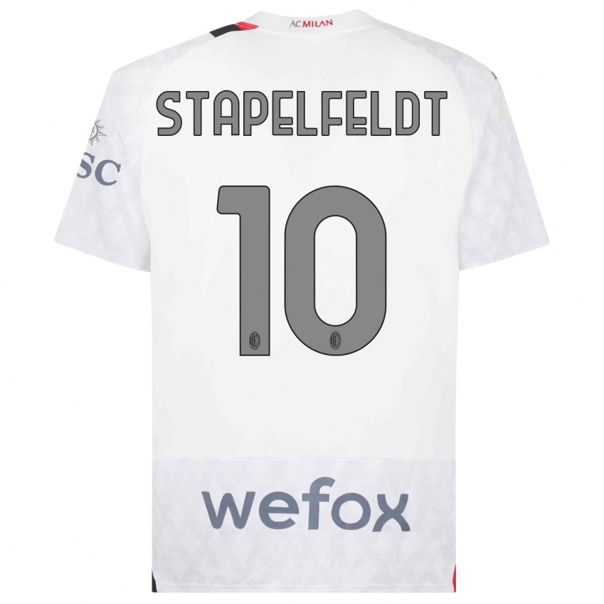 Børn Nina Stapelfeldt #10 Hvid Udebane Spillertrøjer 2023/24 Trøje T-Shirt