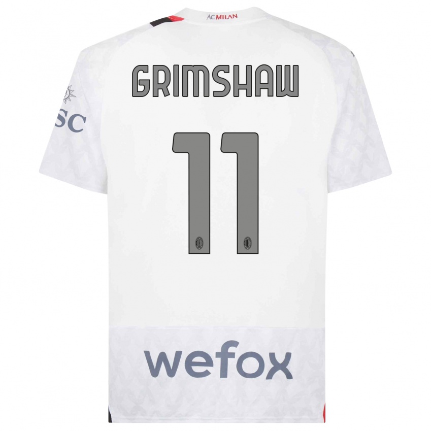Børn Christy Grimshaw #11 Hvid Udebane Spillertrøjer 2023/24 Trøje T-Shirt