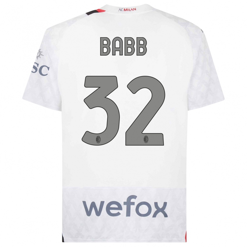 Børn Selena Delia Babb #32 Hvid Udebane Spillertrøjer 2023/24 Trøje T-Shirt