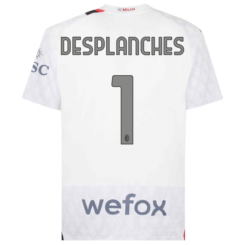 Børn Sebastiano Desplanches #1 Hvid Udebane Spillertrøjer 2023/24 Trøje T-Shirt
