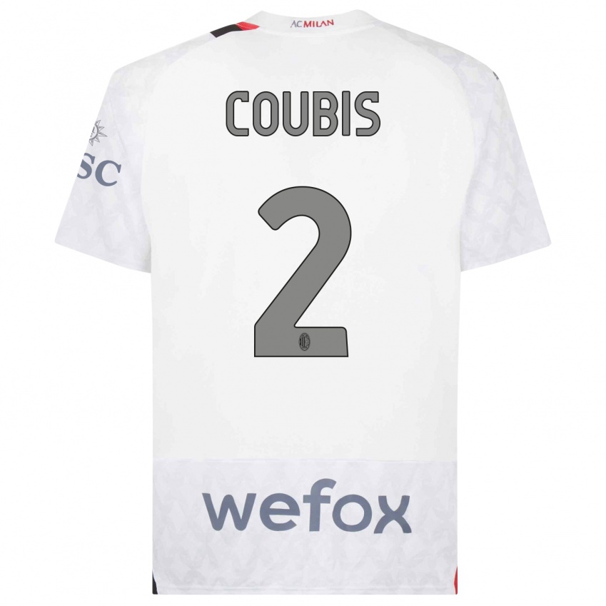 Børn Andrei Coubis #2 Hvid Udebane Spillertrøjer 2023/24 Trøje T-Shirt