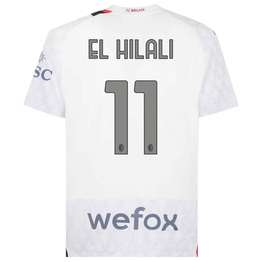 Børn Youns El Hilali #11 Hvid Udebane Spillertrøjer 2023/24 Trøje T-Shirt