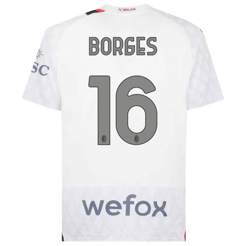 Børn Lenny Borges #16 Hvid Udebane Spillertrøjer 2023/24 Trøje T-Shirt
