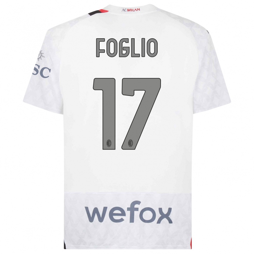Børn Christian Foglio #17 Hvid Udebane Spillertrøjer 2023/24 Trøje T-Shirt