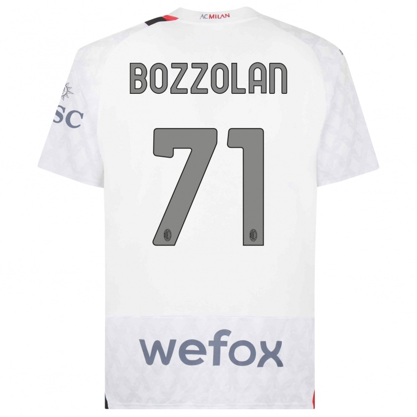 Børn Andrea Bozzolan #71 Hvid Udebane Spillertrøjer 2023/24 Trøje T-Shirt