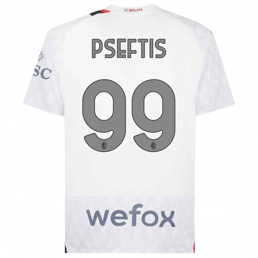 Børn Fotios Pseftis #99 Hvid Udebane Spillertrøjer 2023/24 Trøje T-Shirt