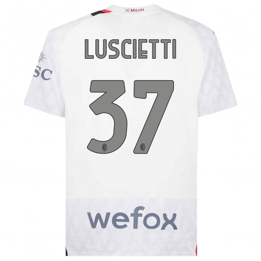 Børn Abebe Luscietti #37 Hvid Udebane Spillertrøjer 2023/24 Trøje T-Shirt
