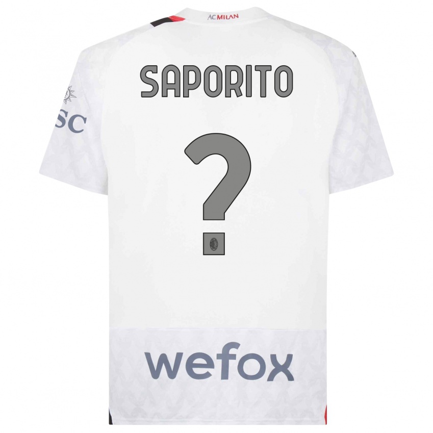 Børn Riccardo Saporito #0 Hvid Udebane Spillertrøjer 2023/24 Trøje T-Shirt