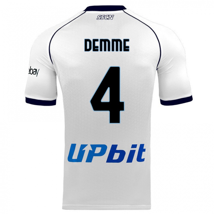 Børn Diego Demme #4 Hvid Udebane Spillertrøjer 2023/24 Trøje T-Shirt