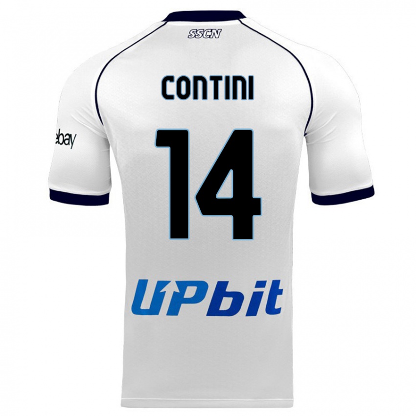 Børn Nikita Contini #14 Hvid Udebane Spillertrøjer 2023/24 Trøje T-Shirt