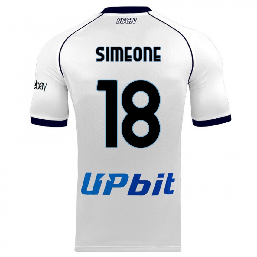 Børn Giovanni Simeone #18 Hvid Udebane Spillertrøjer 2023/24 Trøje T-Shirt