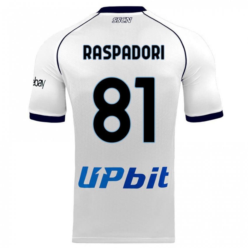 Børn Giacomo Raspadori #81 Hvid Udebane Spillertrøjer 2023/24 Trøje T-Shirt