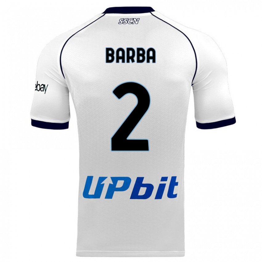 Børn Benedetto Barba #2 Hvid Udebane Spillertrøjer 2023/24 Trøje T-Shirt