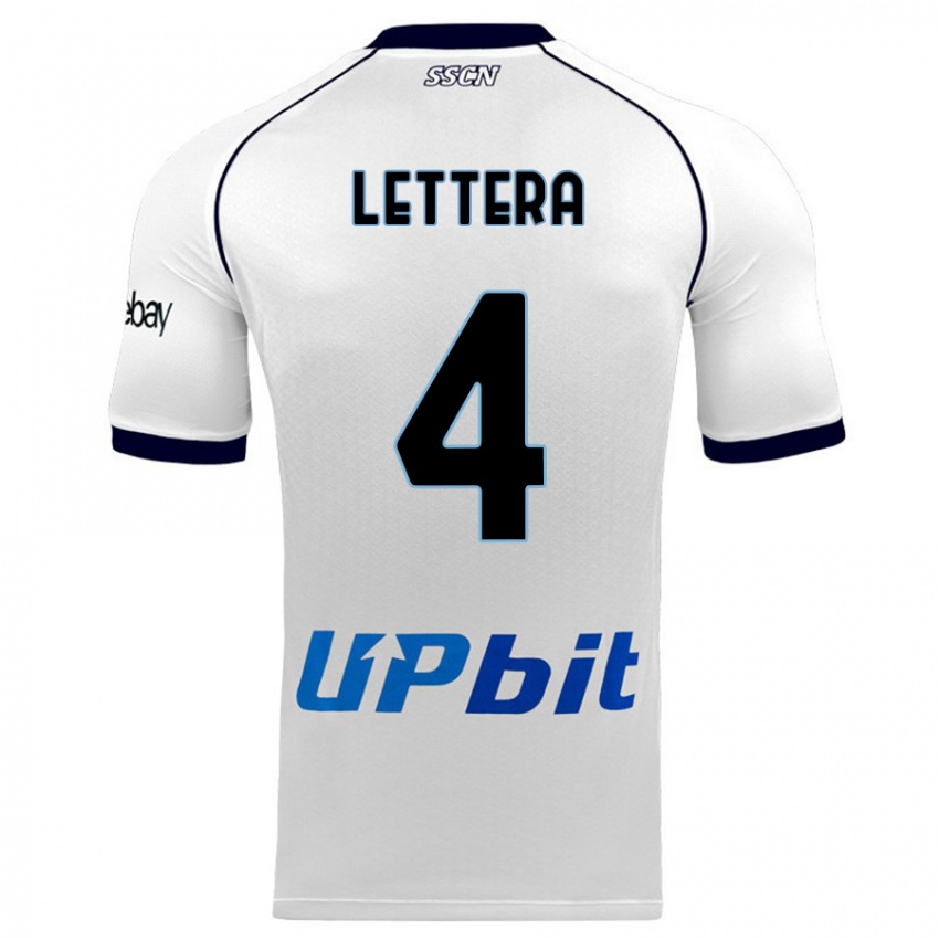 Børn Alessio Lettera #4 Hvid Udebane Spillertrøjer 2023/24 Trøje T-Shirt