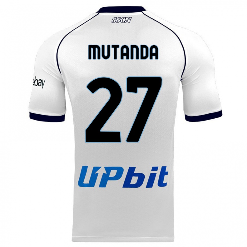 Børn Noah Mutanda #27 Hvid Udebane Spillertrøjer 2023/24 Trøje T-Shirt