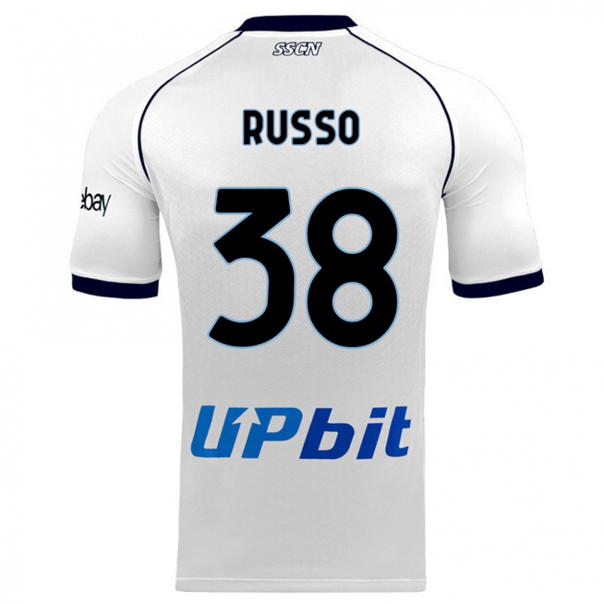 Børn Lorenzo Russo #38 Hvid Udebane Spillertrøjer 2023/24 Trøje T-Shirt