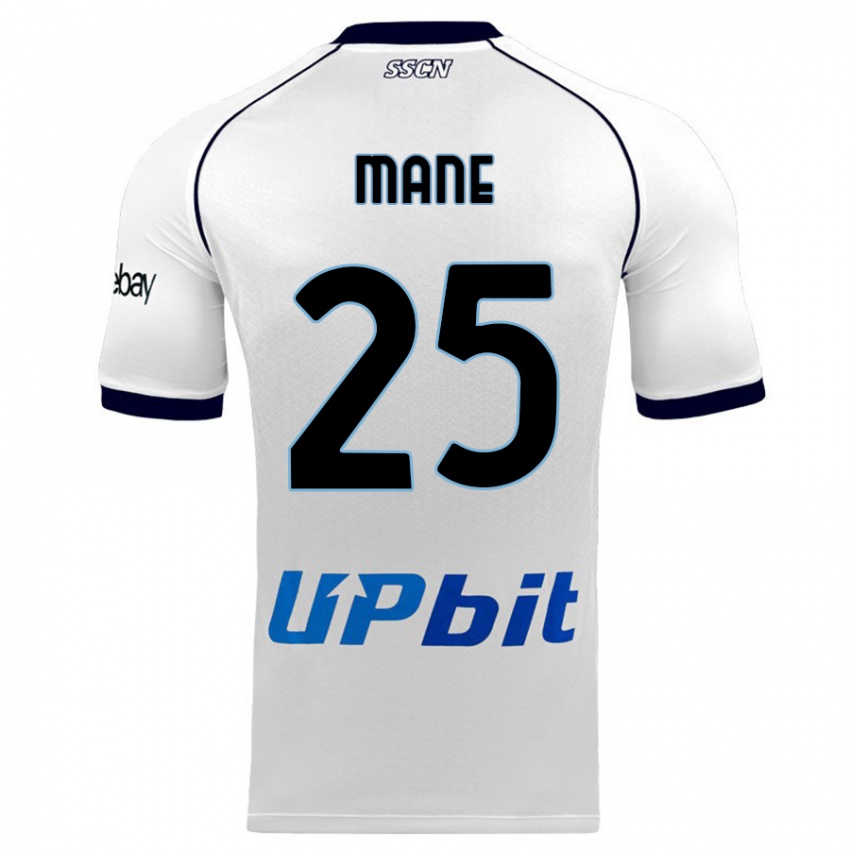 Børn Balla Mousa Mane #25 Hvid Udebane Spillertrøjer 2023/24 Trøje T-Shirt
