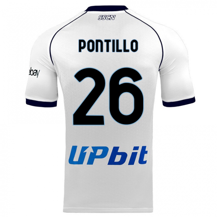 Børn Pasquale Pontillo #26 Hvid Udebane Spillertrøjer 2023/24 Trøje T-Shirt