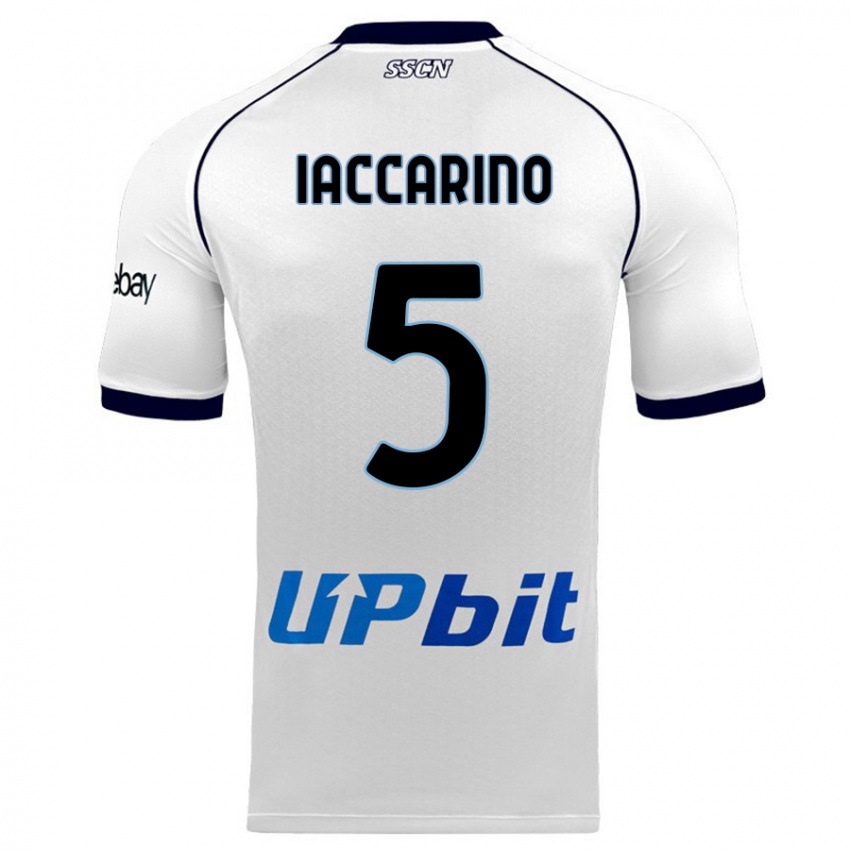 Børn Gennaro Iaccarino #5 Hvid Udebane Spillertrøjer 2023/24 Trøje T-Shirt