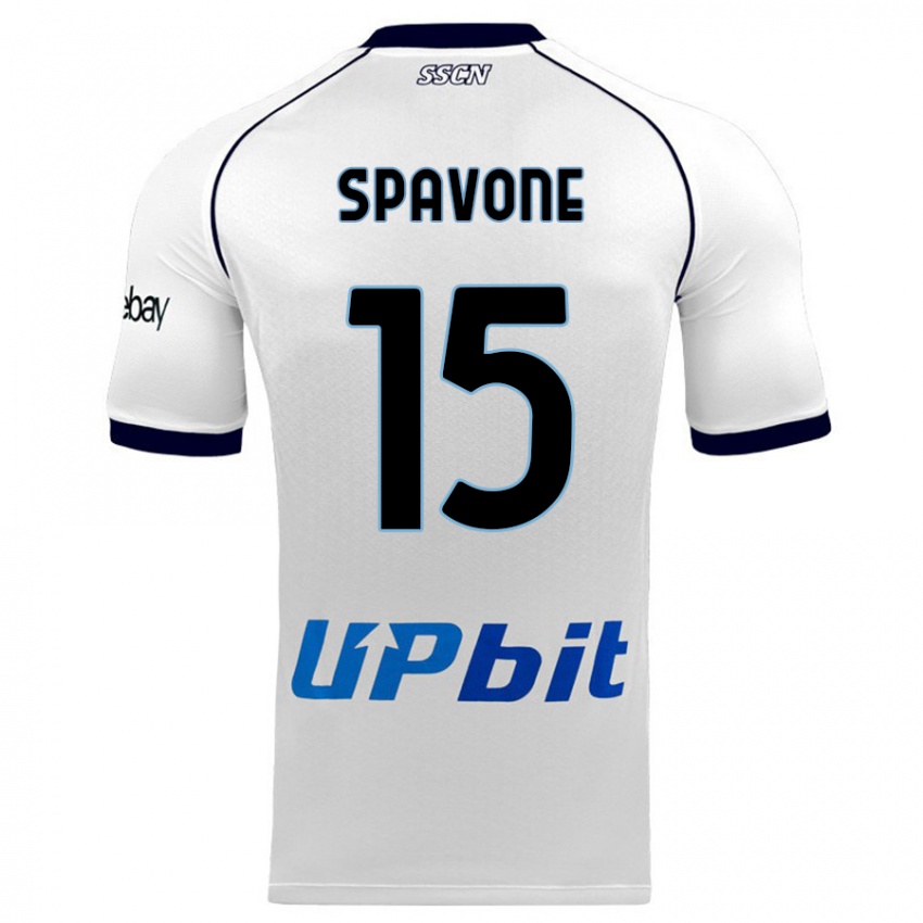 Børn Alessandro Spavone #15 Hvid Udebane Spillertrøjer 2023/24 Trøje T-Shirt