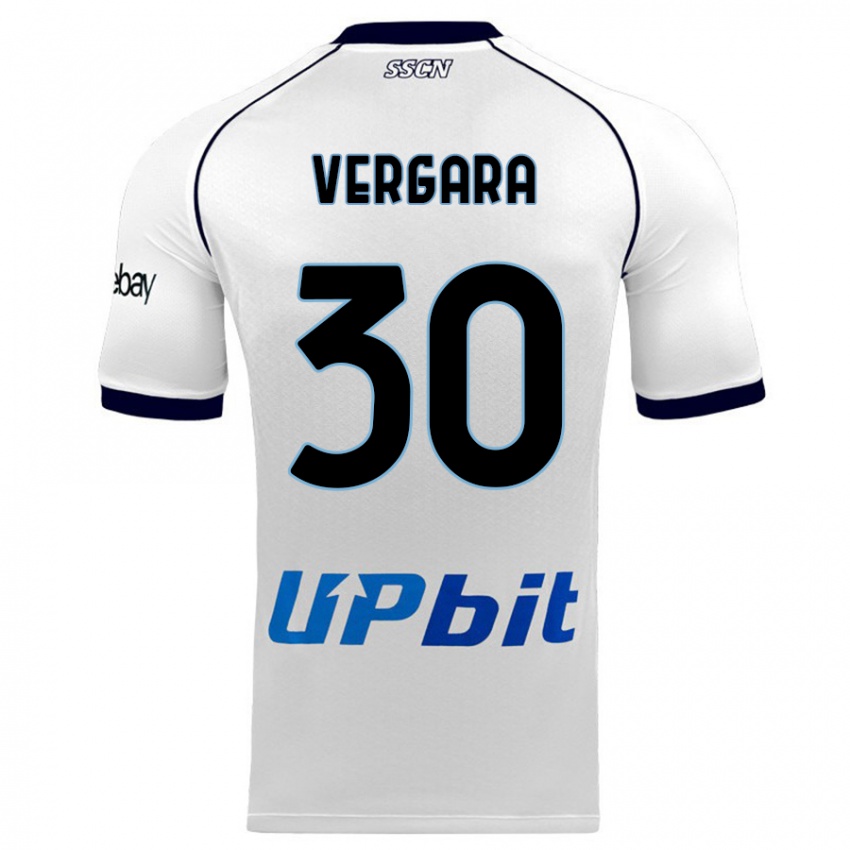 Børn Antonio Vergara #30 Hvid Udebane Spillertrøjer 2023/24 Trøje T-Shirt