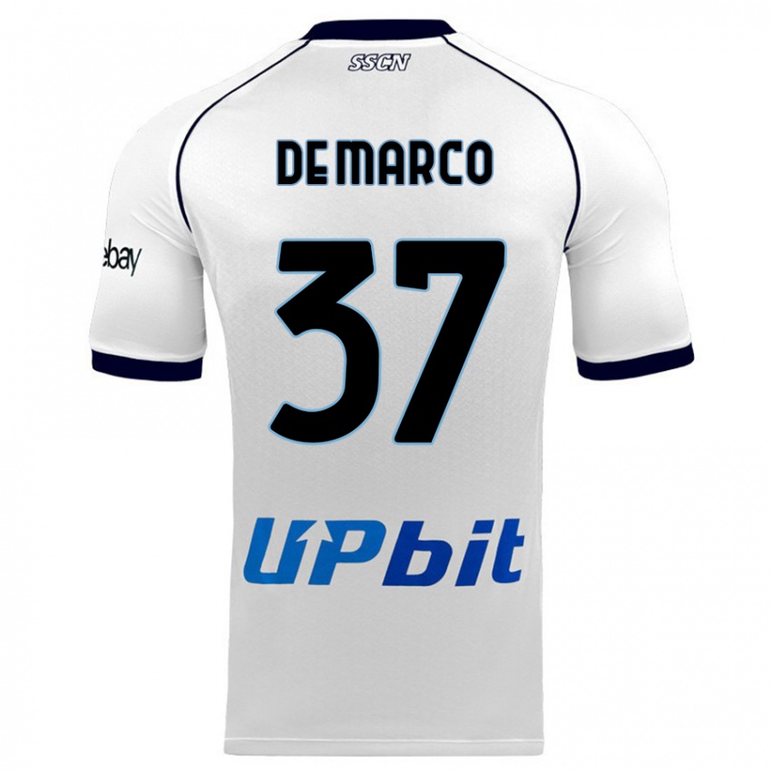Børn Francesco De Marco #37 Hvid Udebane Spillertrøjer 2023/24 Trøje T-Shirt