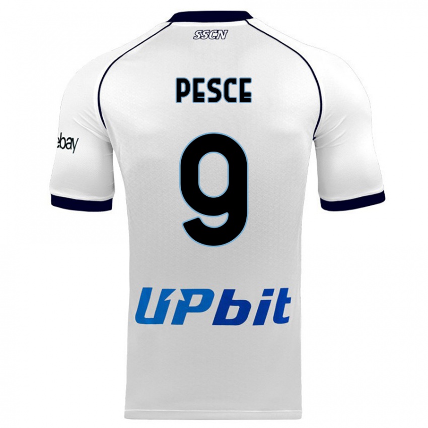 Børn Antonio Pesce #9 Hvid Udebane Spillertrøjer 2023/24 Trøje T-Shirt