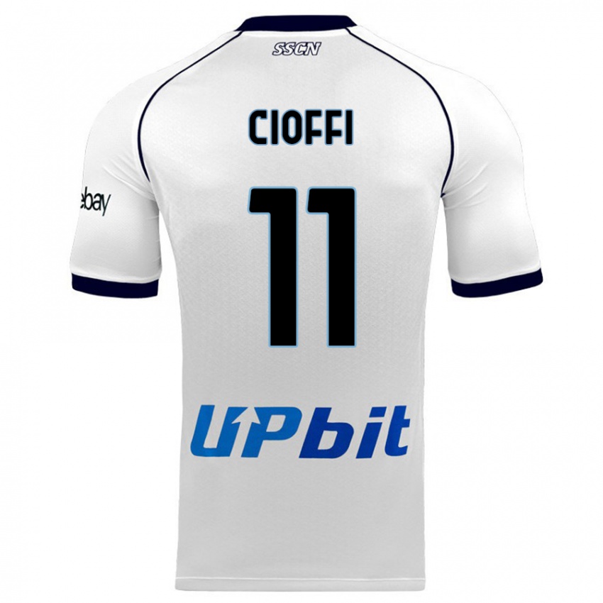 Børn Antonio Cioffi #11 Hvid Udebane Spillertrøjer 2023/24 Trøje T-Shirt