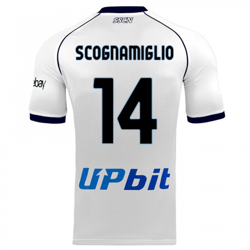 Børn Fabio Scognamiglio #14 Hvid Udebane Spillertrøjer 2023/24 Trøje T-Shirt
