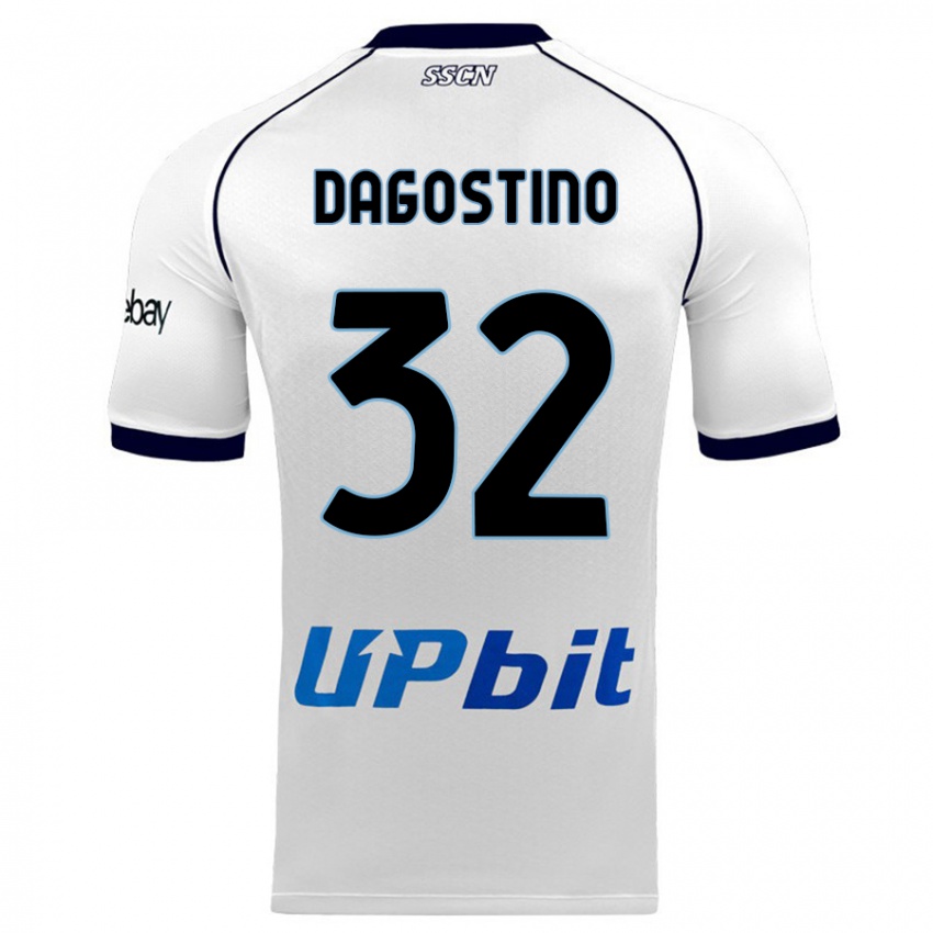 Børn Giuseppe Dagostino #32 Hvid Udebane Spillertrøjer 2023/24 Trøje T-Shirt