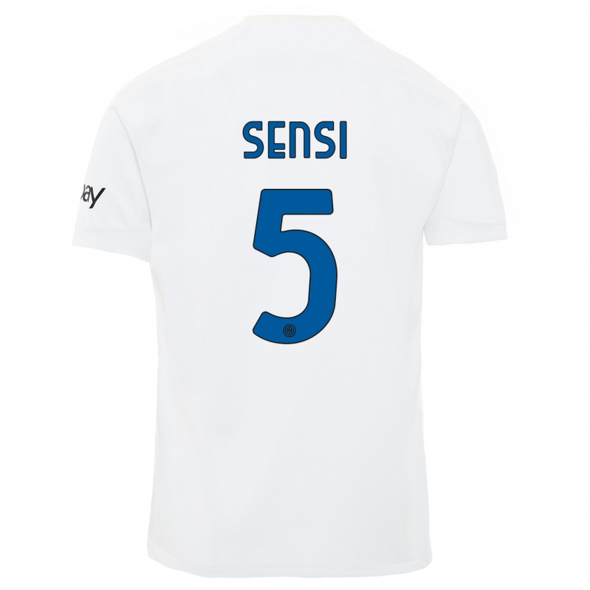 Børn Stefano Sensi #5 Hvid Udebane Spillertrøjer 2023/24 Trøje T-Shirt