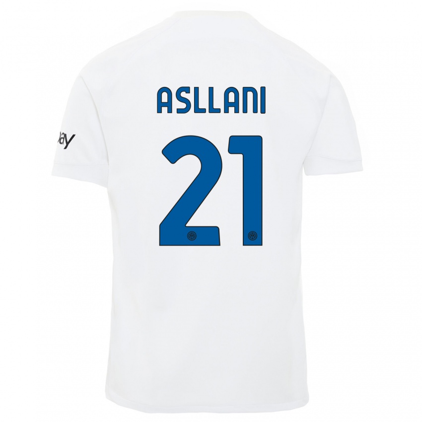 Børn Kristjan Asllani #21 Hvid Udebane Spillertrøjer 2023/24 Trøje T-Shirt