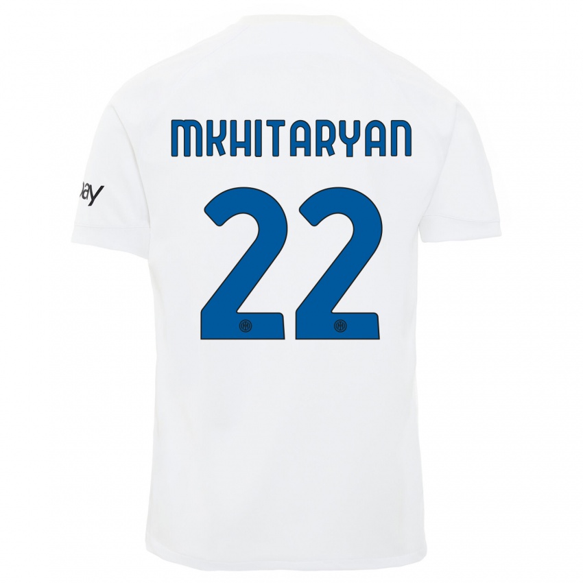 Børn Henrikh Mkhitaryan #22 Hvid Udebane Spillertrøjer 2023/24 Trøje T-Shirt