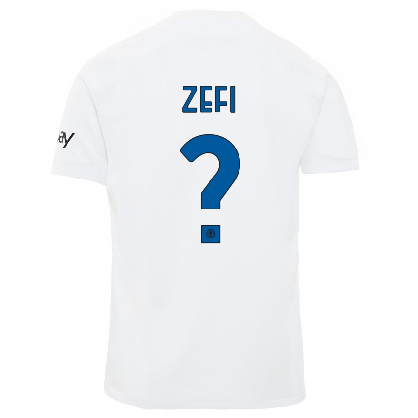 Børn Kevin Zefi #0 Hvid Udebane Spillertrøjer 2023/24 Trøje T-Shirt