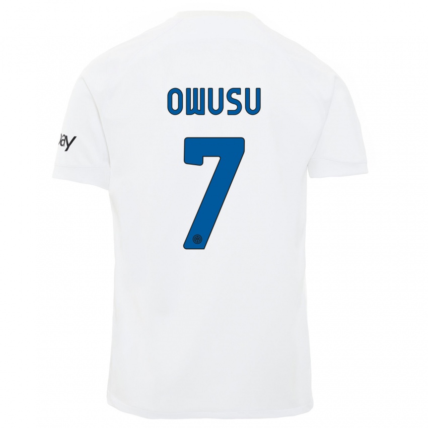 Børn Enoch Owusu #7 Hvid Udebane Spillertrøjer 2023/24 Trøje T-Shirt