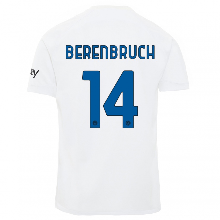 Børn Thomas Berenbruch #14 Hvid Udebane Spillertrøjer 2023/24 Trøje T-Shirt