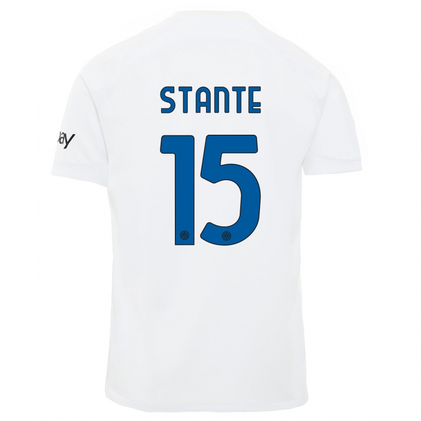 Børn Francesco Stante #15 Hvid Udebane Spillertrøjer 2023/24 Trøje T-Shirt