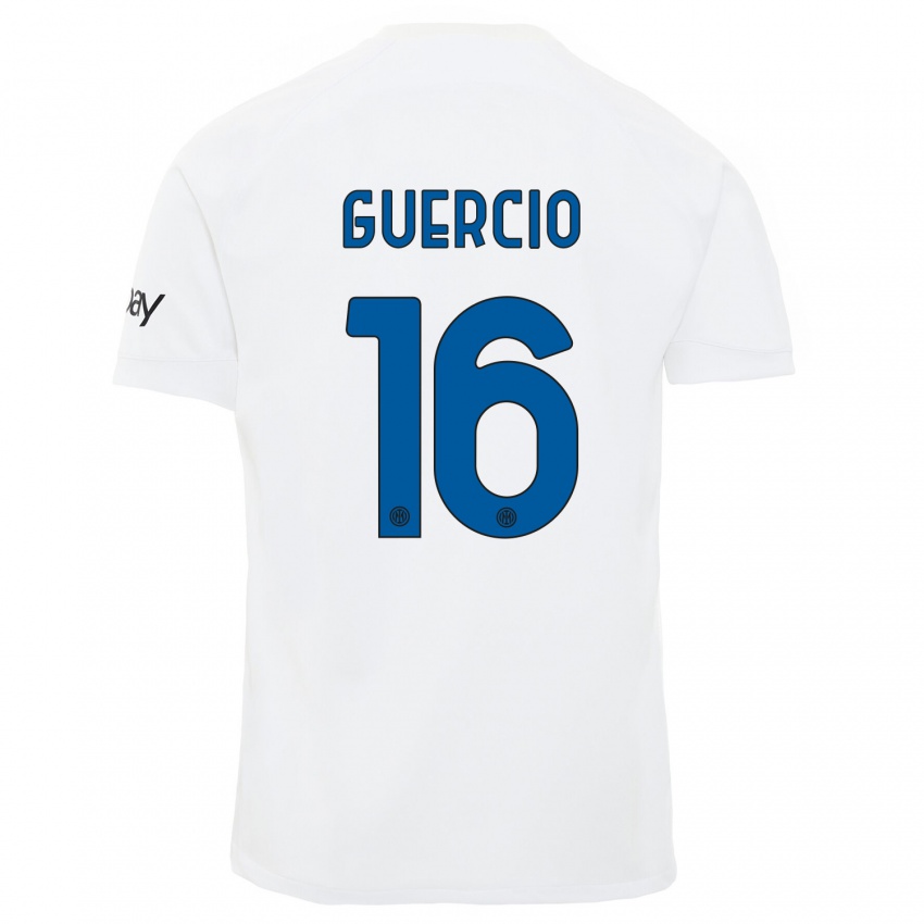 Børn Tommaso Guercio #16 Hvid Udebane Spillertrøjer 2023/24 Trøje T-Shirt