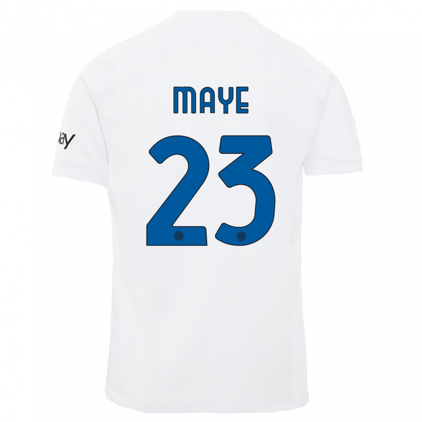 Børn Yvan Maye #23 Hvid Udebane Spillertrøjer 2023/24 Trøje T-Shirt