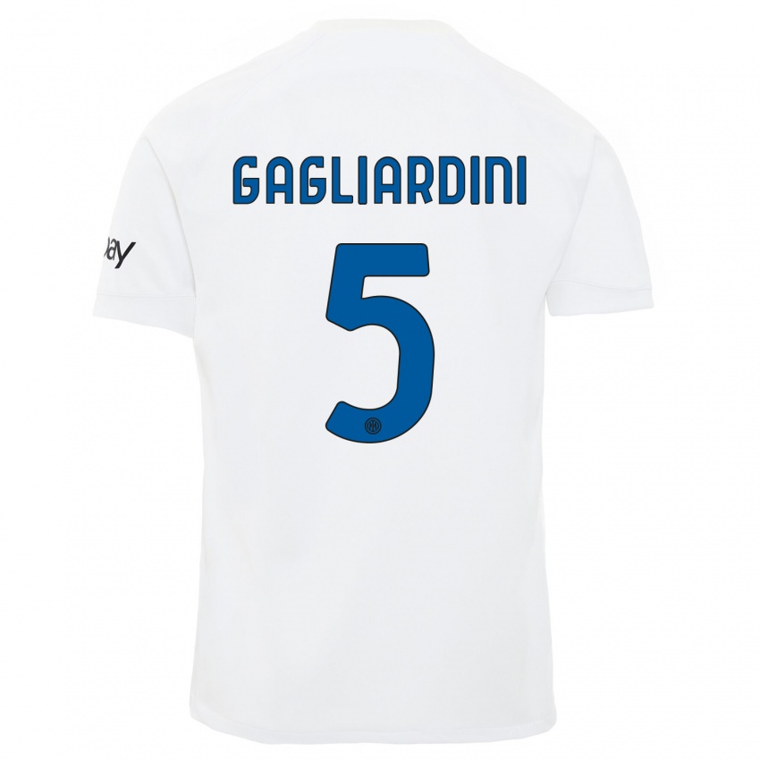 Børn Roberto Gagliardini #5 Hvid Udebane Spillertrøjer 2023/24 Trøje T-Shirt