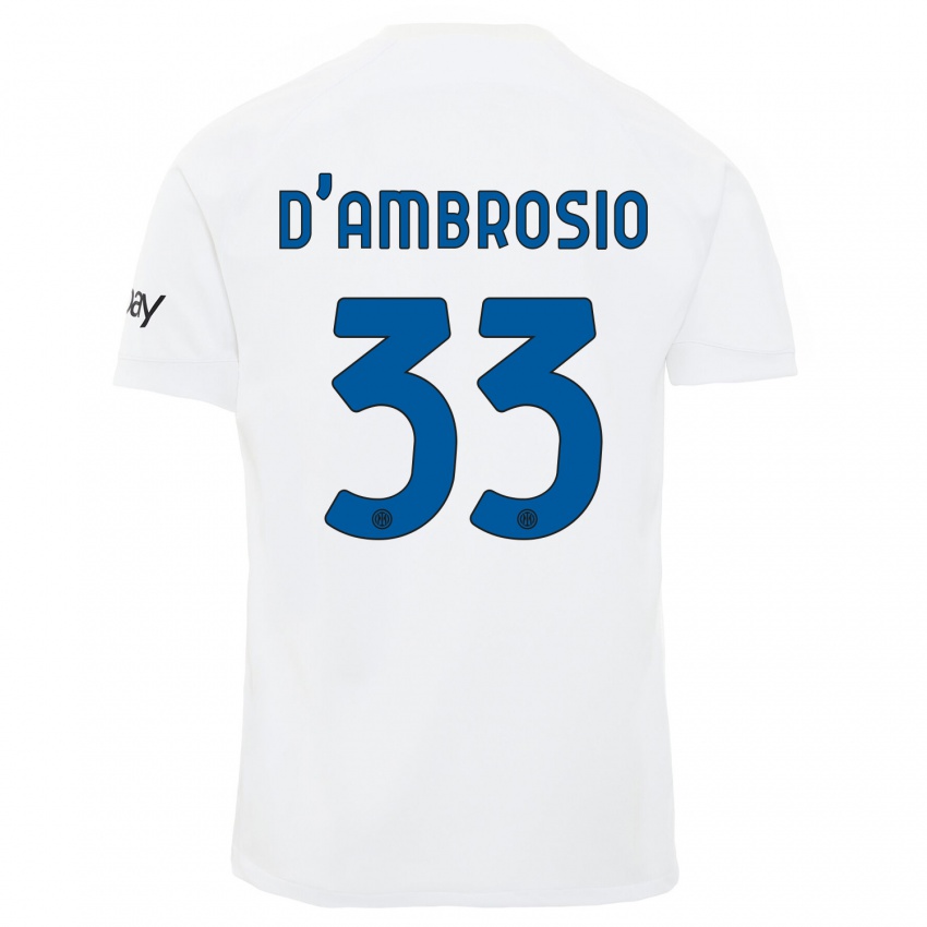 Børn Danilo D'ambrosio #33 Hvid Udebane Spillertrøjer 2023/24 Trøje T-Shirt