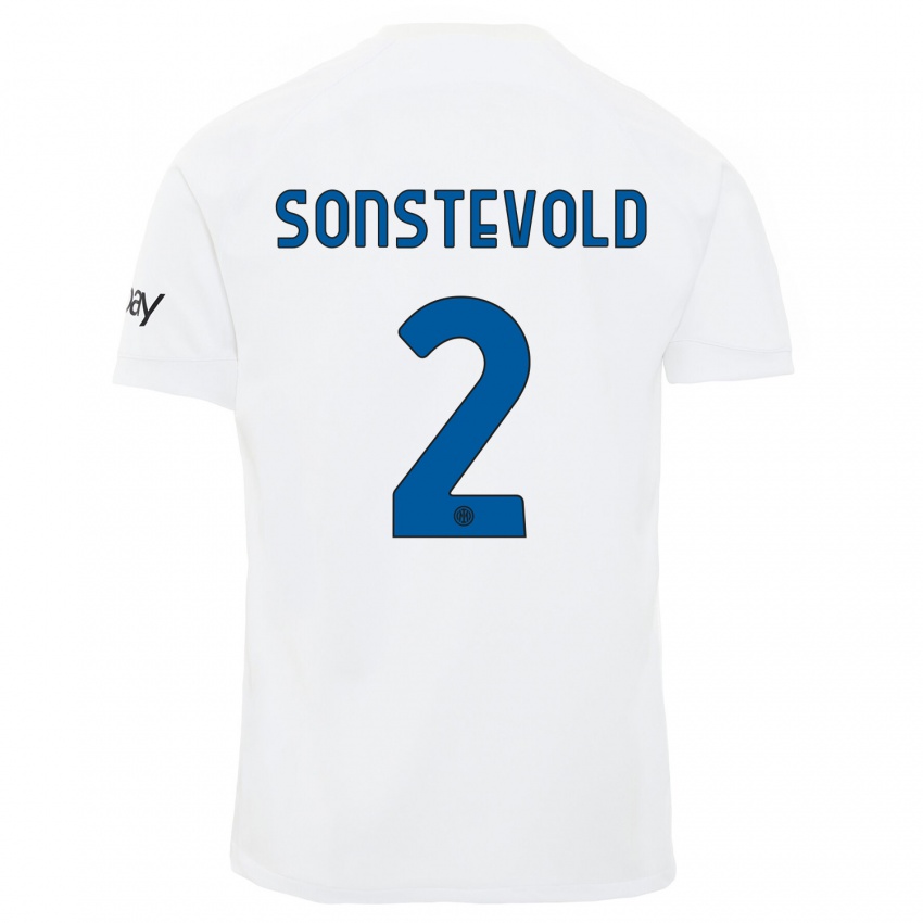 Børn Anja Sonstevold #2 Hvid Udebane Spillertrøjer 2023/24 Trøje T-Shirt