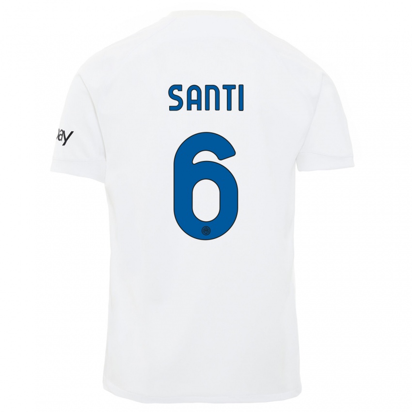 Børn Irene Santi #6 Hvid Udebane Spillertrøjer 2023/24 Trøje T-Shirt