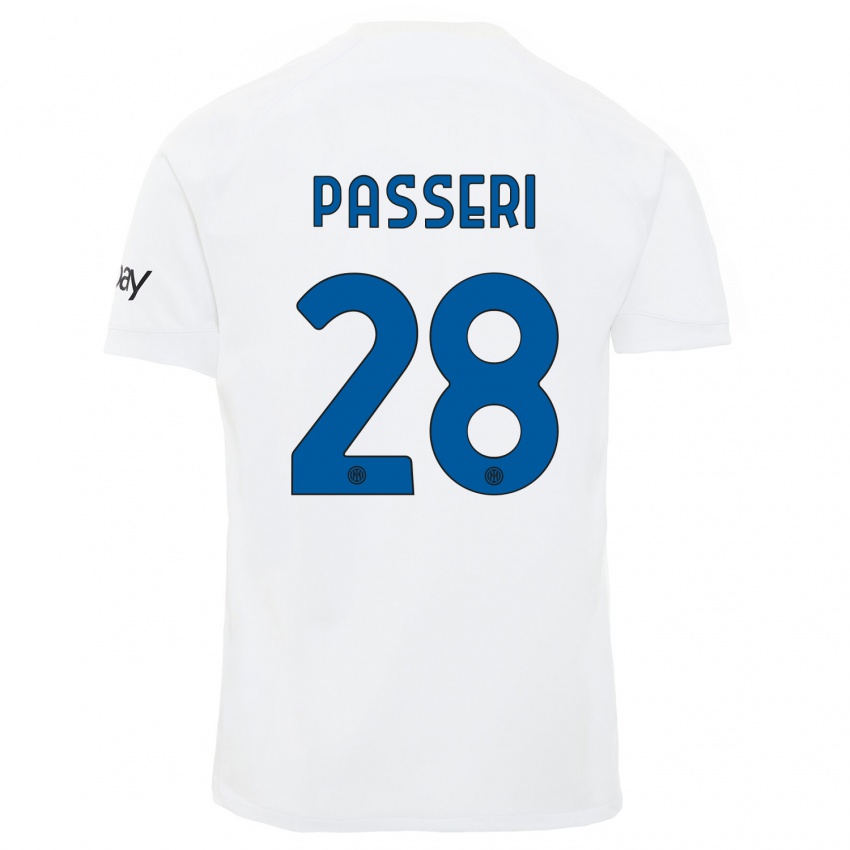 Børn Angela Passeri #28 Hvid Udebane Spillertrøjer 2023/24 Trøje T-Shirt