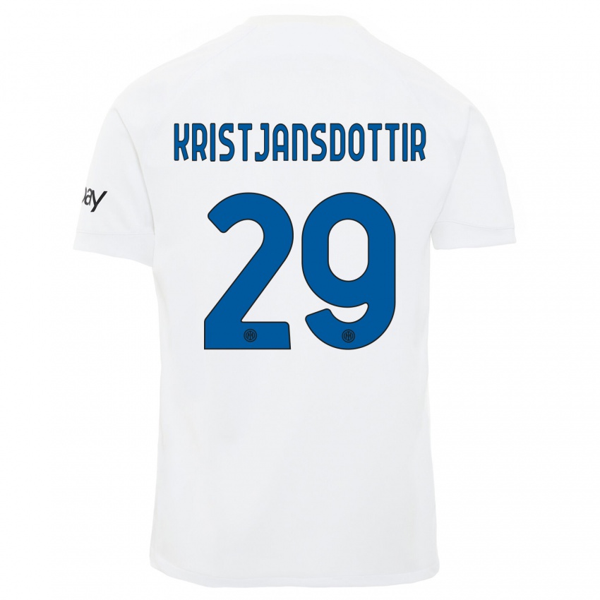 Børn Anna Bjork Kristjansdottir #29 Hvid Udebane Spillertrøjer 2023/24 Trøje T-Shirt