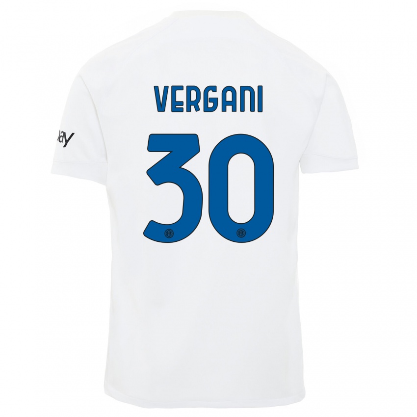 Børn Bianca Vergani #30 Hvid Udebane Spillertrøjer 2023/24 Trøje T-Shirt