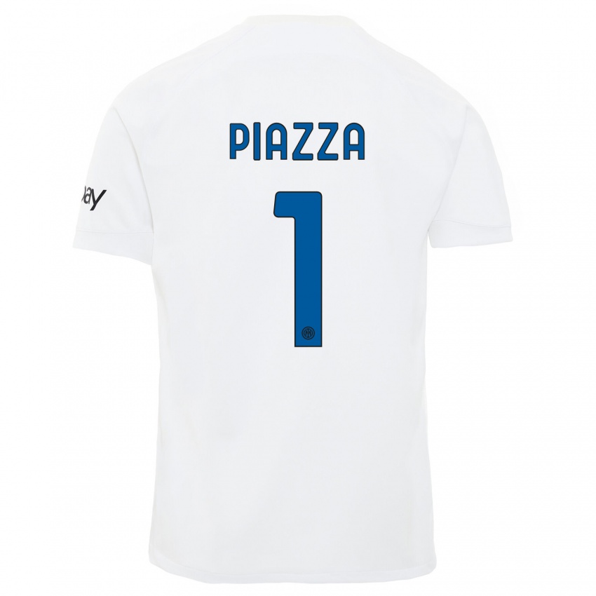 Børn Alessia Piazza #1 Hvid Udebane Spillertrøjer 2023/24 Trøje T-Shirt