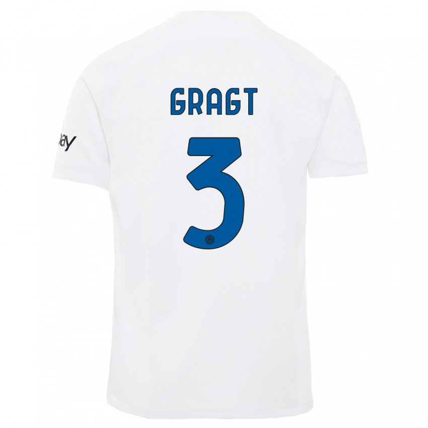 Børn Stefanie Van Der Gragt #3 Hvid Udebane Spillertrøjer 2023/24 Trøje T-Shirt