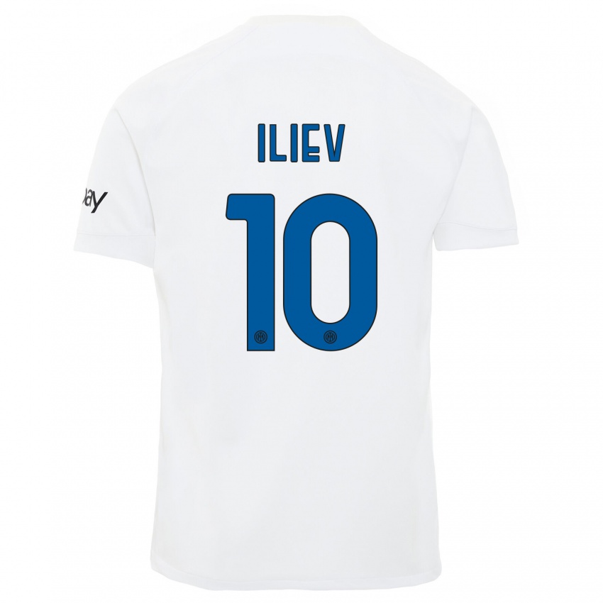 Børn Nikola Iliev #10 Hvid Udebane Spillertrøjer 2023/24 Trøje T-Shirt